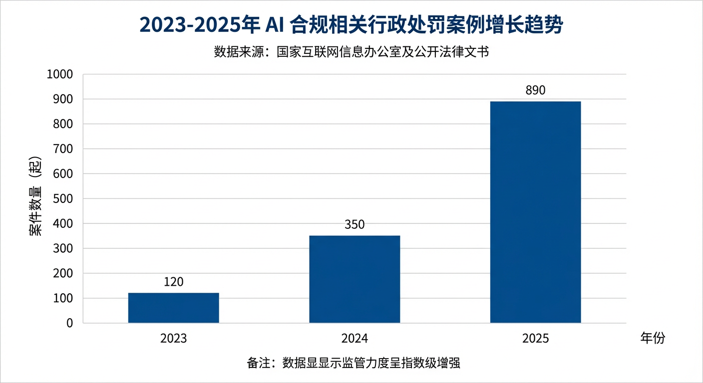 2023-2025年 AI 合规相关行政处罚案例增长趋势